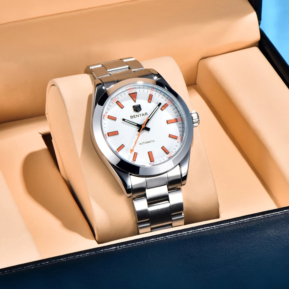 2025 New BENYAR Men's Watches Top Luxury Automatic Watch For Men Mechanical Wristwatches Stainless Steel Luminous Clock With Box
