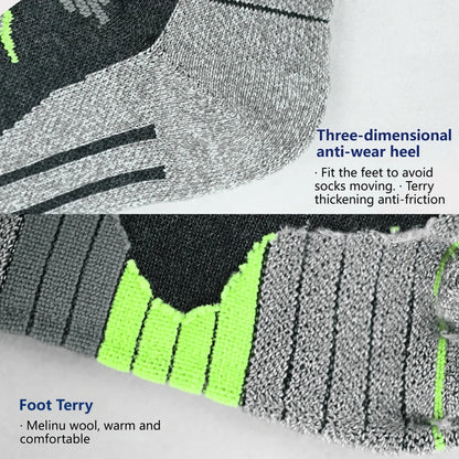 GTUBIKE 1 Pair Merino Wool Winter Men Warm Ski Socks Thicker Sports Snowboard Cycling Soccer Socks High Elastic Thermal Socks