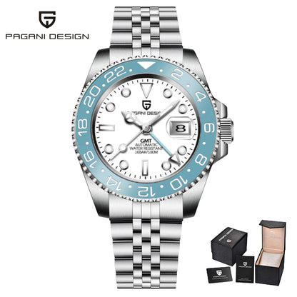 PAGANI DESIGN New GMT Men's Watch Luxury Sapphire Automatic Mechanical Watch 40MM Stainless Steel 100M Waterproof Watch