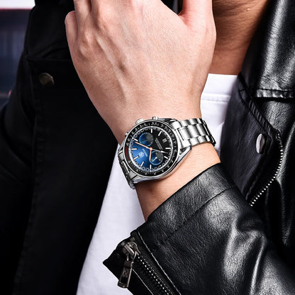 BENYAR Novo Relógio de Pulso de Luxo para Homem com Quartzo, Marca Topo, Resistente à Água até 50M, Bracelete em Aço Inoxidável, Relógio Cronógrafo Casual para Homem