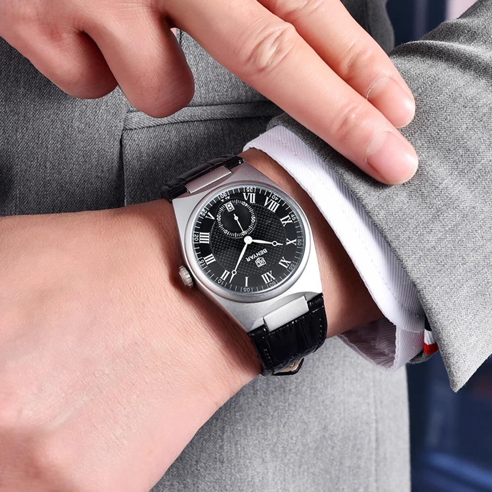 BENYAR Men's Watches Retro Dial Quartz Watch For Men Luxury 40MM Military Leather Original Watches Waterproof Clock Reloj Hombre