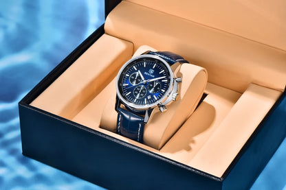 2025 New Men's Watch BENYAR Luxury Quartz Watches For Man Fashion Man Gifts Complete Calendar Top PU Leather Sport Watches Clock