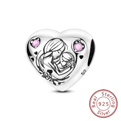 Hot Sale 925 Sterling Silve Charms Beads Forever Love Heart Sister Family Life Charms Dangle For Bracelet Woman Jewelry Gifts