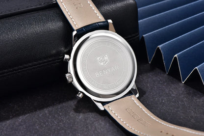 2025 New BENYAR Men's Watches Top Luxury Quartz Wristwatches Chronograph Watch For Man Waterproof Leather Sports Men Gift Clock