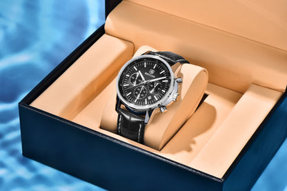 2025 New Men's Watch BENYAR Luxury Quartz Watches For Man Fashion Man Gifts Complete Calendar Top PU Leather Sport Watches Clock