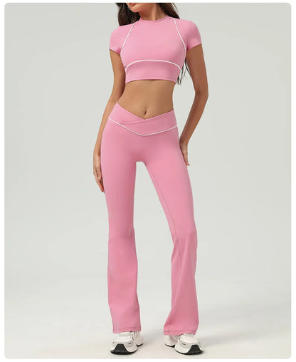 Yoga Top Sport T Shirts Women Fitness Clothes Workout Short-sleeved Crop Top Gym Running Active Wear Push Up Sport Top