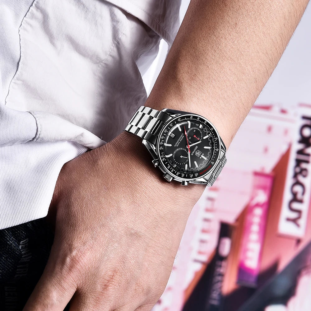 BENYAR Novo Relógio de Pulso de Luxo para Homem com Quartzo, Marca Topo, Resistente à Água até 50M, Bracelete em Aço Inoxidável, Relógio Cronógrafo Casual para Homem