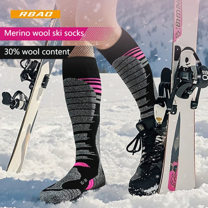 GTUBIKE 1 Pair Merino Wool Winter Men Warm Ski Socks Thicker Sports Snowboard Cycling Soccer Socks High Elastic Thermal Socks