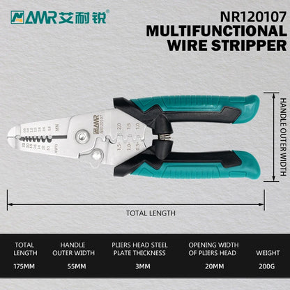 8-in-1 Stripping Pliers with Voltage Tester Versatile Wire Stripping Pliers with Electricity Measurement Cutting Crimping Pliers