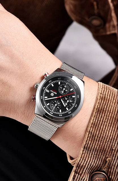 Benyar Men's Quartz Watch Simple Design Waterproof Chronograph Sports Watch Luminous Timer Stopwatch Business Wristwatch For Man
