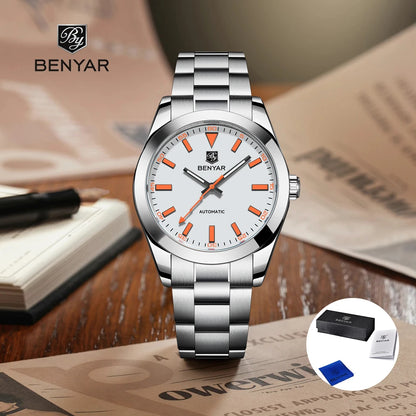 2025 New BENYAR Men's Watches Top Luxury Automatic Watch For Men Mechanical Wristwatches Stainless Steel Luminous Clock With Box