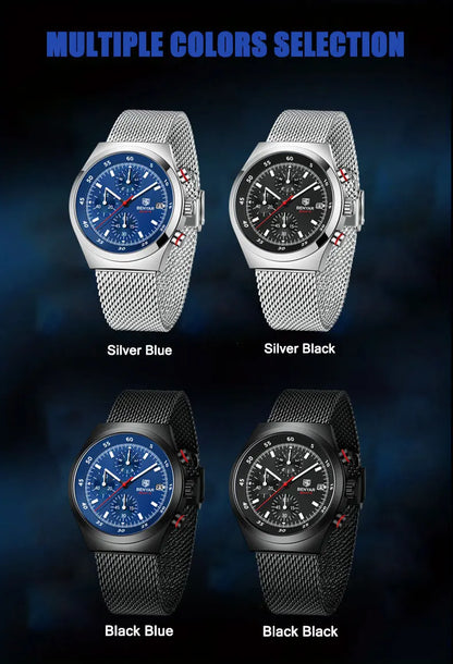 Benyar Men's Quartz Watch Simple Design Waterproof Chronograph Sports Watch Luminous Timer Stopwatch Business Wristwatch For Man