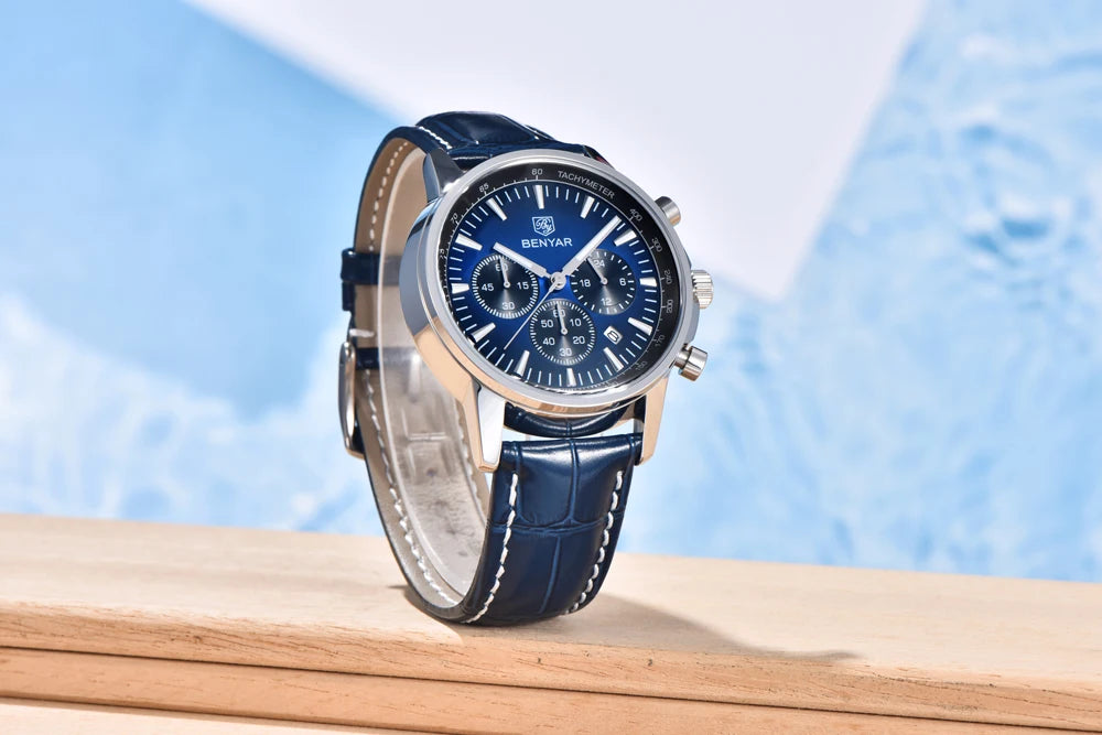 2025 New Men's Watch BENYAR Luxury Quartz Watches For Man Fashion Man Gifts Complete Calendar Top PU Leather Sport Watches Clock