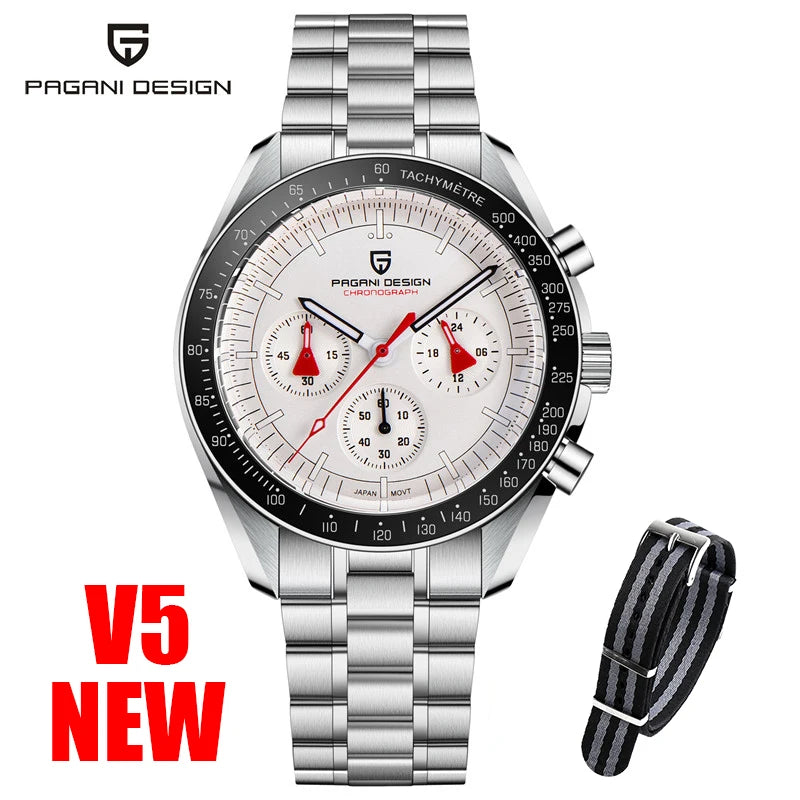 PAGANI DESIGN 2025 New Moon Watch For Men Quartz Multifunction Chronograph Sports Mens Watches Top Brand Luxury Sapphire Mirror