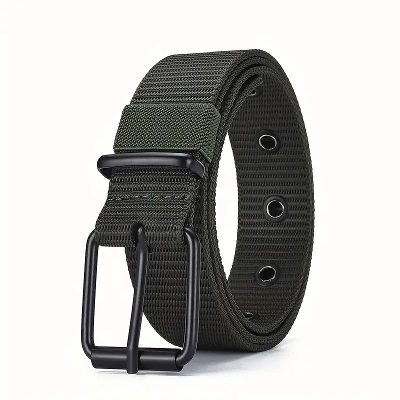 1pc Mens Durable Nylon Canvas Belt - Heavy-Duty Tactical Work Belt with Stylish Quick-Release Prong Buckle for Everyday Wear
