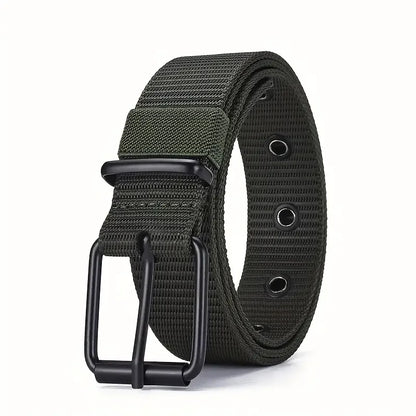 1pc Mens Durable Nylon Canvas Belt - Heavy-Duty Tactical Work Belt with Stylish Quick-Release Prong Buckle for Everyday Wear