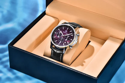 2025 New Men's Watch BENYAR Luxury Quartz Watches For Man Fashion Man Gifts Complete Calendar Top PU Leather Sport Watches Clock