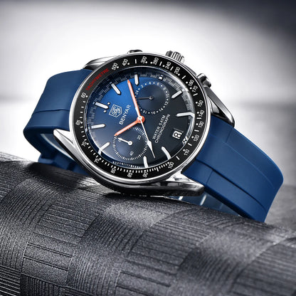 BENYAR Novo Relógio de Pulso de Luxo para Homem com Quartzo, Marca Topo, Resistente à Água até 50M, Bracelete em Aço Inoxidável, Relógio Cronógrafo Casual para Homem