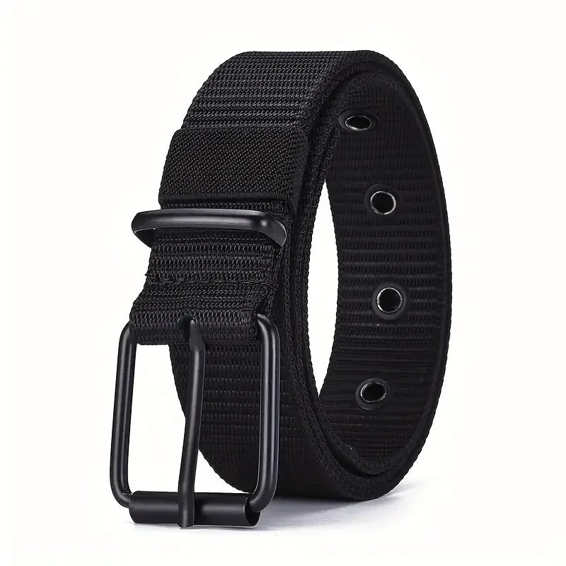 1pc Mens Durable Nylon Canvas Belt - Heavy-Duty Tactical Work Belt with Stylish Quick-Release Prong Buckle for Everyday Wear