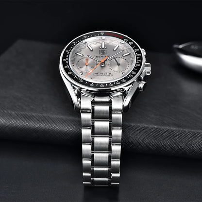 BENYAR Novo Relógio de Pulso de Luxo para Homem com Quartzo, Marca Topo, Resistente à Água até 50M, Bracelete em Aço Inoxidável, Relógio Cronógrafo Casual para Homem