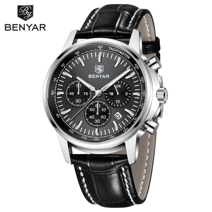 2025 New BENYAR Men's Watches Top Luxury Quartz Wristwatches Chronograph Watch For Man Waterproof Leather Sports Men Gift Clock