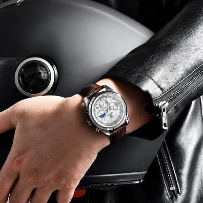 BENYAR New Men Watch 30ATM Waterproof Stainless Steel Quartz Wristwatches Luxury Leather Military Chronograph Watch reloj hombre