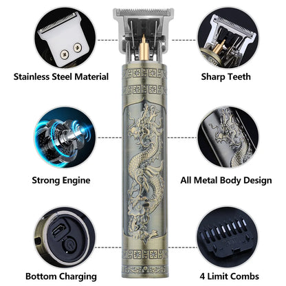 Máquina de cortar cabelo retro T9 original, aparador para casacos, máquina de barbear elétrica para homem, lâmina profissional para zonas sensíveis.