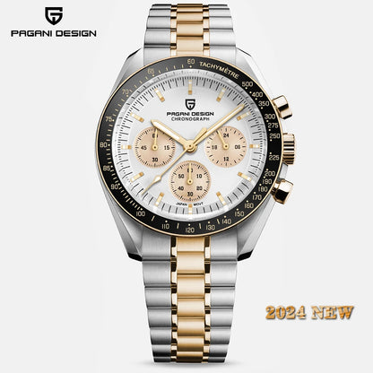 PAGANI DESIGN 2025 New Moon Watch Retro Luxury Quartz Watches For Men Stainless steel Luminous waterproof Sport Chronograph Man
