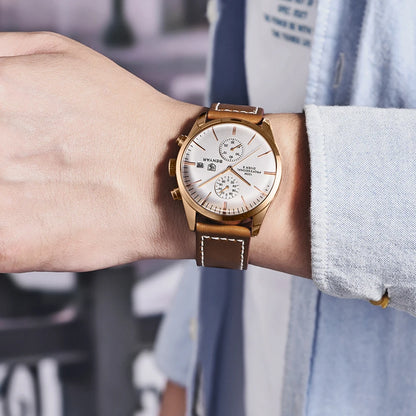 2024 New BENYAR Leather Men Quartz Wristwatches Luxury Brand 100M Waterproof Men Watch Military Sports Chronograph Watch for Men