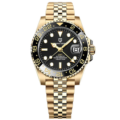 PAGANI DESIGN New GMT Men's Watch Luxury Sapphire Automatic Mechanical Watch 40MM Stainless Steel 100M Waterproof Watch