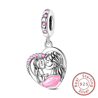 Hot Sale 925 Sterling Silve Charms Beads Forever Love Heart Sister Family Life Charms Dangle For Bracelet Woman Jewelry Gifts