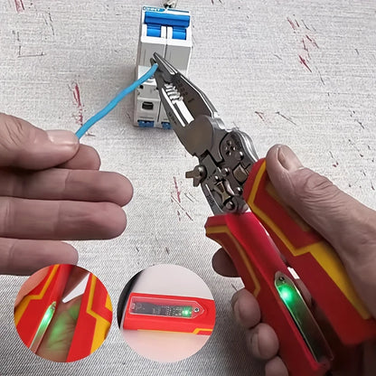 8-in-1 Stripping Pliers with Voltage Tester Versatile Wire Stripping Pliers with Electricity Measurement Cutting Crimping Pliers