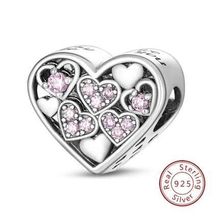 Hot Sale 925 Sterling Silve Charms Beads Forever Love Heart Sister Family Life Charms Dangle For Bracelet Woman Jewelry Gifts