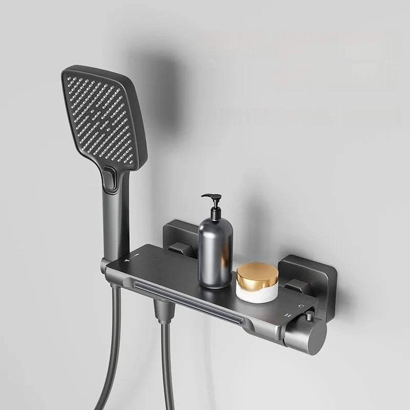 Waterfall Bathtub Faucet Shower Set Household Bathroom Wall Mounted Brass Hot and Cold Mixier Valve Bath Shower Head
