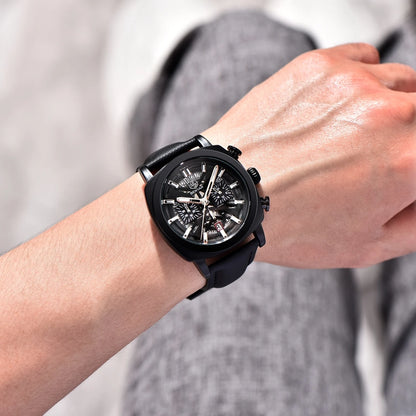 Relógio Benyar Design 2024 para homem, quartzo, 43 mm, mostrador luminoso, resistente à água até 50 m, anti-reflexo, cronógrafo, moderno e novo.