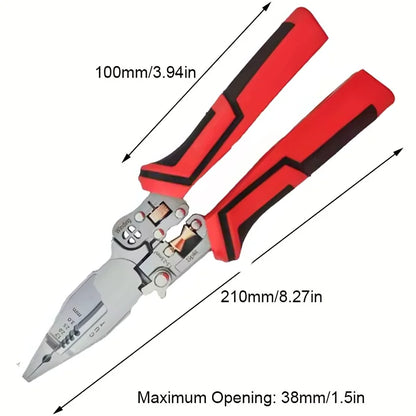 8-in-1 Stripping Pliers with Voltage Tester Versatile Wire Stripping Pliers with Electricity Measurement Cutting Crimping Pliers