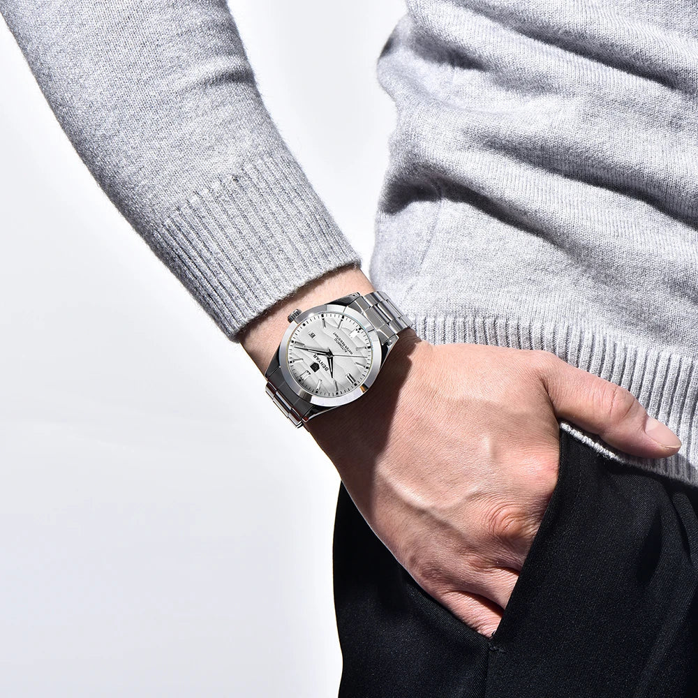 BENYAR 2024 New 40MM Desert Texture Luxury Men's Night Light Stainless Steel Men's Automatic Mechanical Watches BY-5208 Reloj