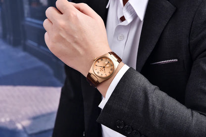 BENYAR Men's Watches Retro Dial Quartz Watch For Men Luxury 40MM Military Leather Original Watches Waterproof Clock Reloj Hombre