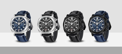 Relógio Benyar Design 2024 para homem, quartzo, 43 mm, mostrador luminoso, resistente à água até 50 m, anti-reflexo, cronógrafo, moderno e novo.