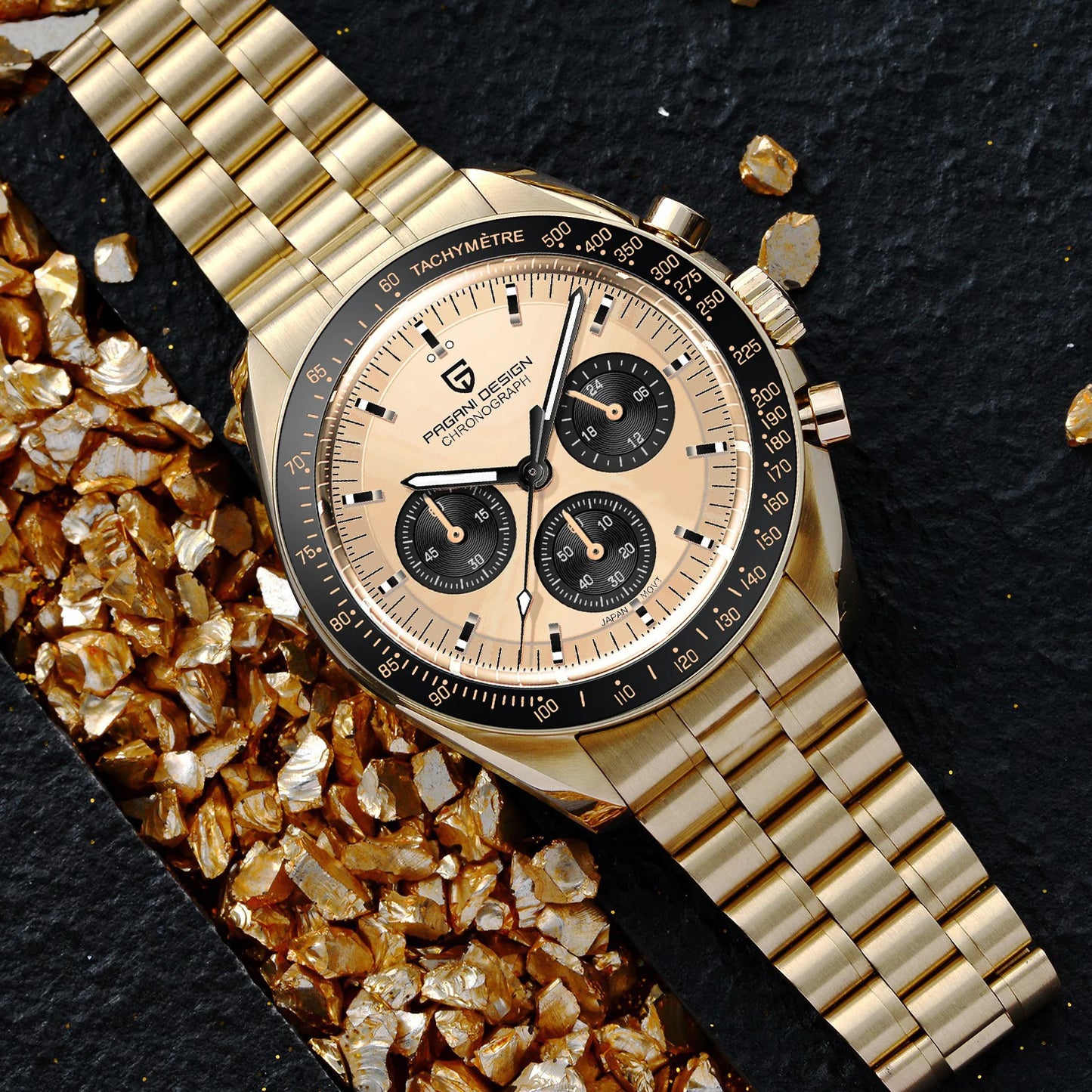 PAGANI DESIGN 2025 New Moon Watch For Men Quartz Multifunction Chronograph Sports Mens Watches Top Brand Luxury Sapphire Mirror