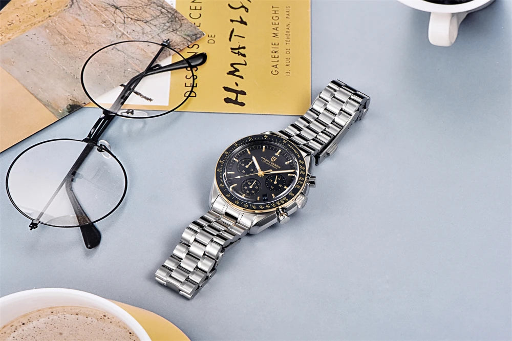 PAGANI DESIGN 2025 New Moon Watch For Men Quartz Multifunction Chronograph Sports Mens Watches Top Brand Luxury Sapphire Mirror