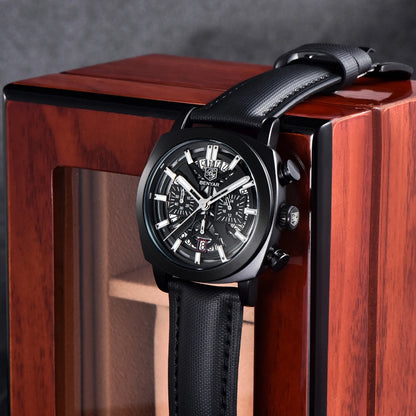 Relógio Benyar Design 2024 para homem, quartzo, 43 mm, mostrador luminoso, resistente à água até 50 m, anti-reflexo, cronógrafo, moderno e novo.