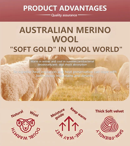 GTUBIKE 1 Pair Merino Wool Winter Men Warm Ski Socks Thicker Sports Snowboard Cycling Soccer Socks High Elastic Thermal Socks