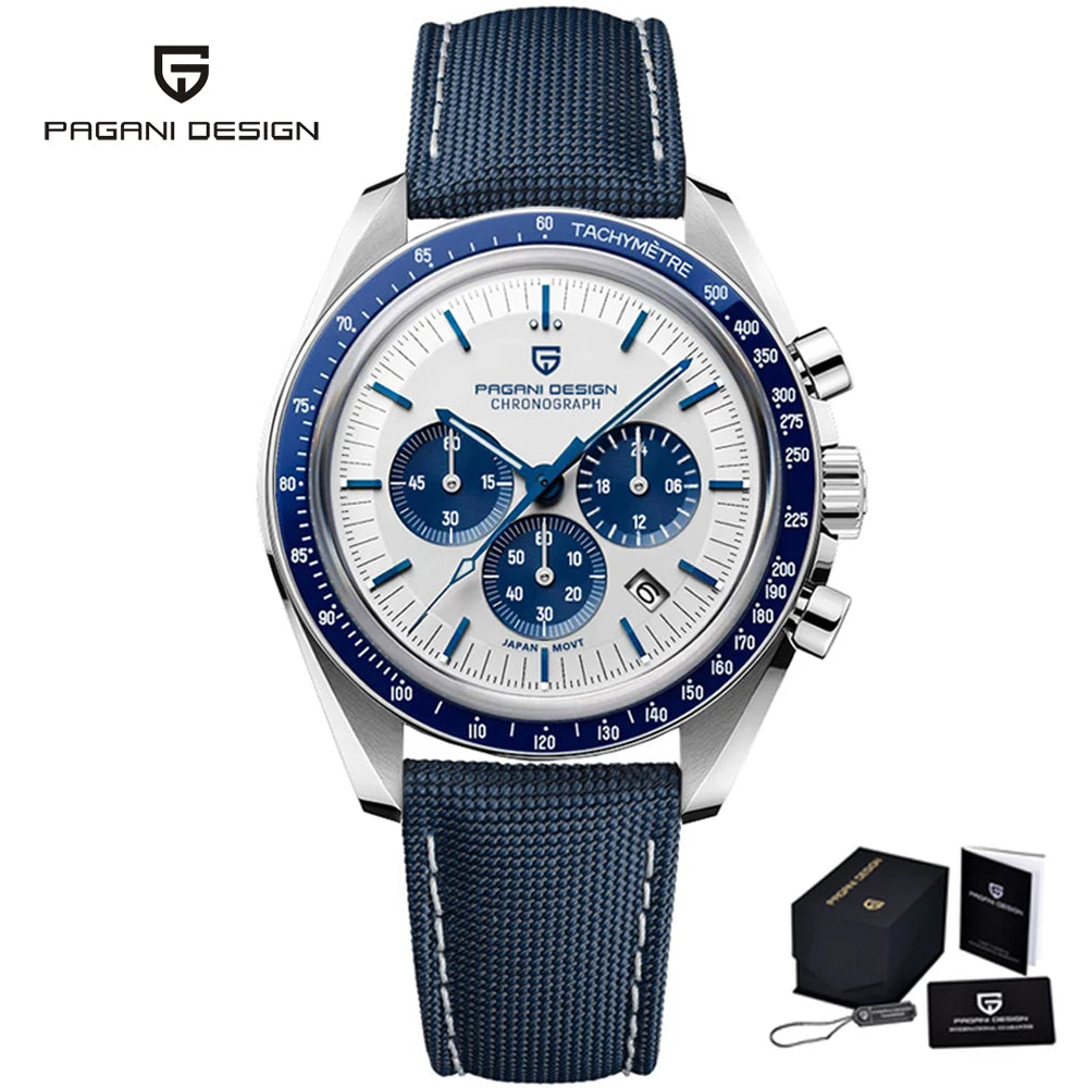 PAGANI DESIGN 2025 New Moon Watch For Men Quartz Multifunction Chronograph Sports Mens Watches Top Brand Luxury Sapphire Mirror