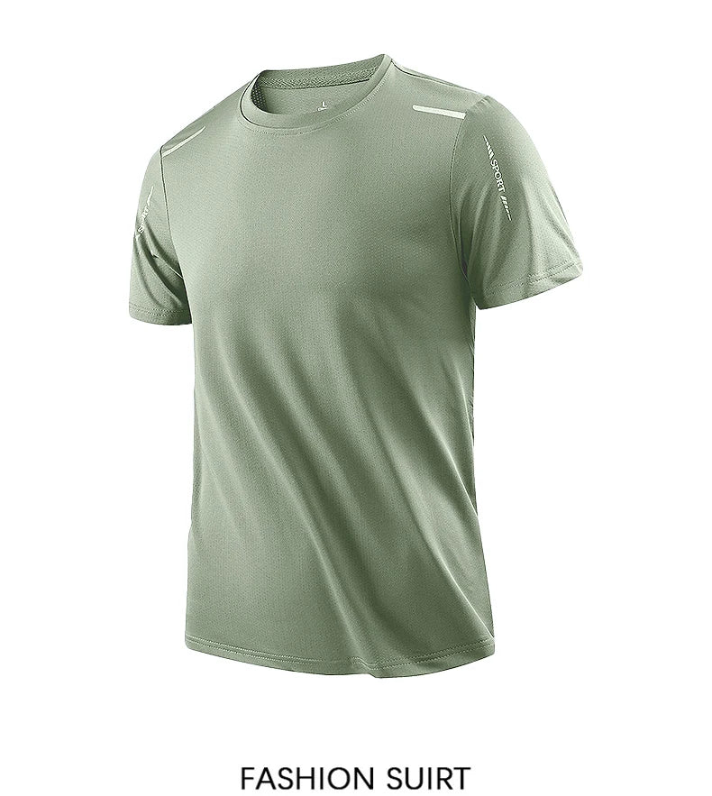 CHRLCK Men's Running Quick Drying T-shirts Breathable Hiking Fishing Tees Soft Elasticity Outdoor Sports Short Shirt Summer