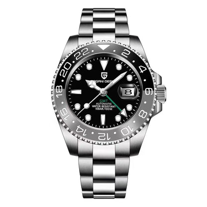 PAGANI DESIGN New GMT Men's Watch Luxury Sapphire Automatic Mechanical Watch 40MM Stainless Steel 100M Waterproof Watch