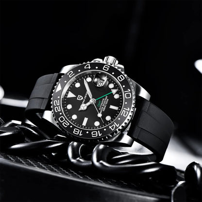 PAGANI DESIGN New Fashion Luxury Watch Mechanical Automatic Watch Sports Waterproof Rubber Rotating Frame Luminous Watch for Man