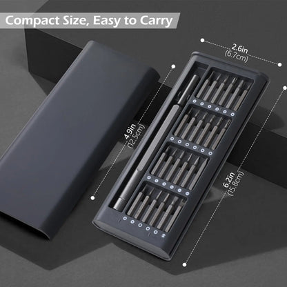 Precision Screwdriver Set 25 in 1 Phillips Torx Hexagonal Flat Head Magnetic Screwdriver Head for iPhone PC Watch Camera Glasses