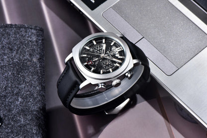 Relógio Benyar Design 2024 para homem, quartzo, 43 mm, mostrador luminoso, resistente à água até 50 m, anti-reflexo, cronógrafo, moderno e novo.