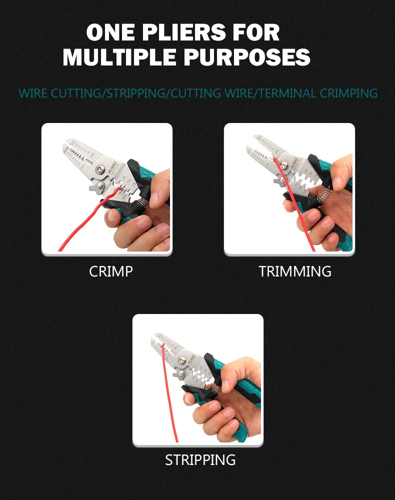 8-in-1 Stripping Pliers with Voltage Tester Versatile Wire Stripping Pliers with Electricity Measurement Cutting Crimping Pliers